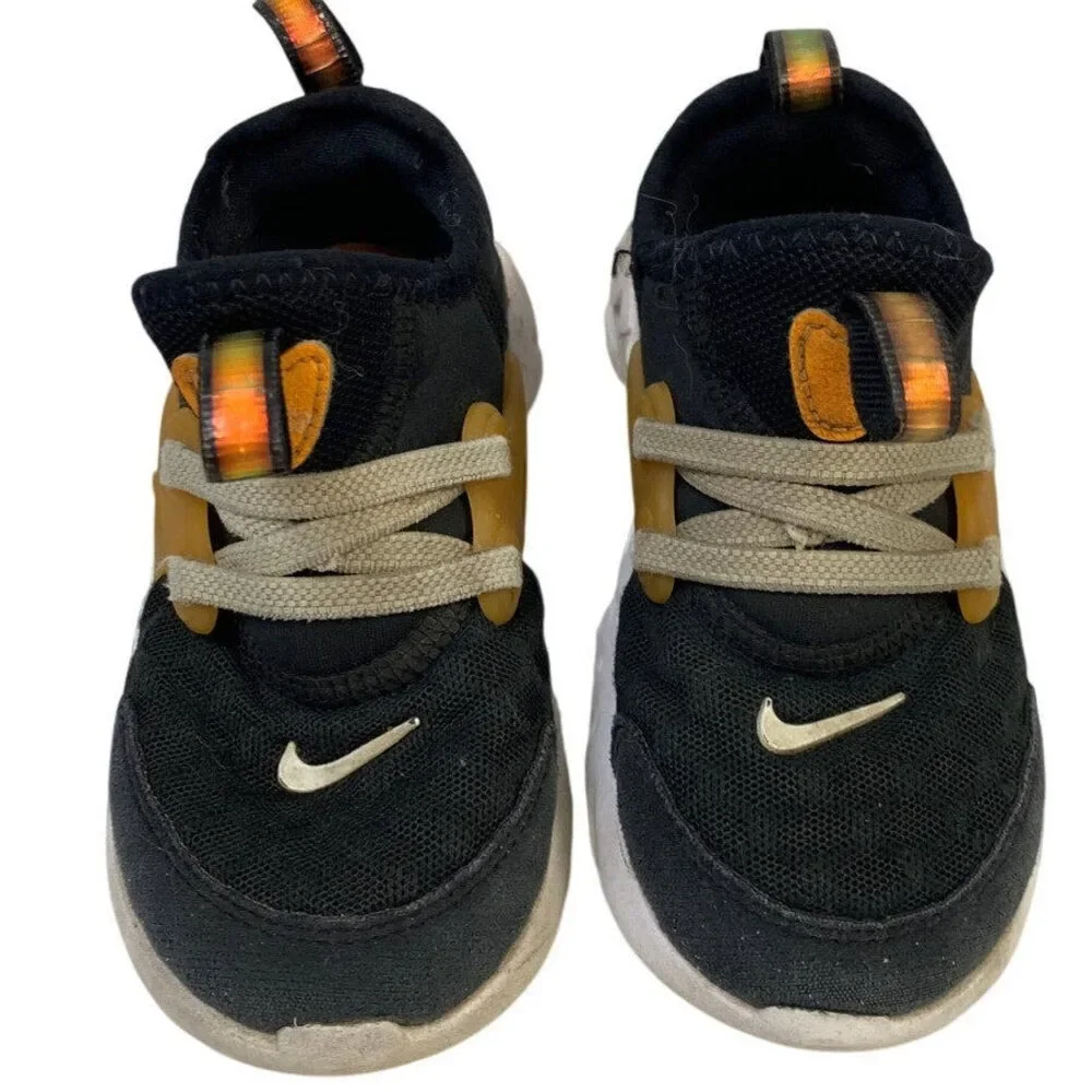 Nike Toddler Boys Size 8 Orange Black Sneakers Lace Up Round Toe Shoes EUC