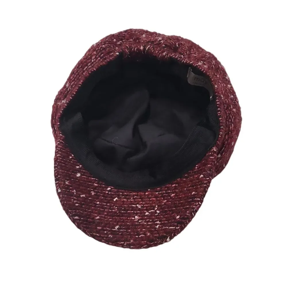 EUC Maya Copenhagen women's red and white newsboy hat, warm winter spring fall