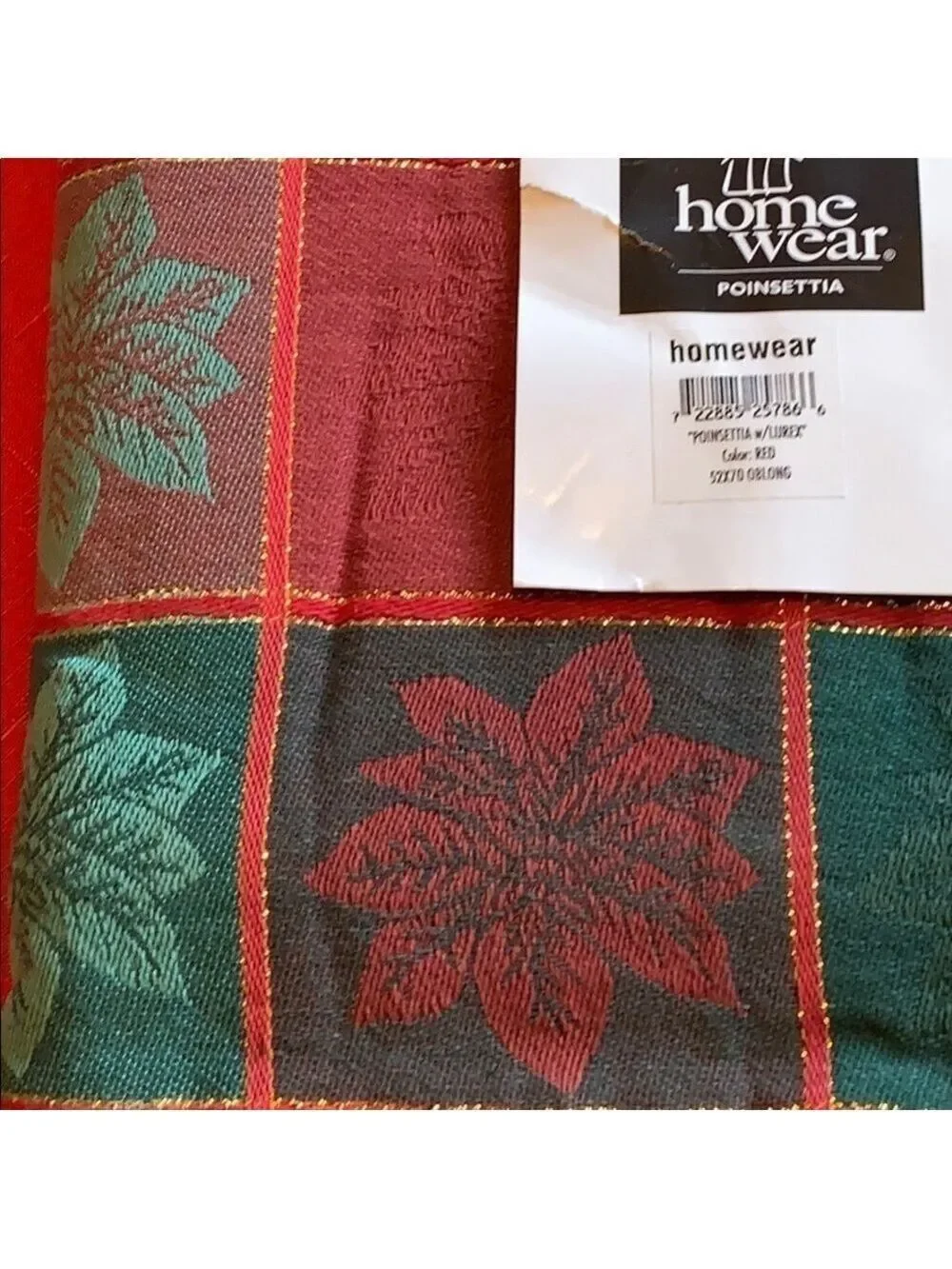 Poinsettia Plaid Tablecloth Red Green Floral Buffalo Check