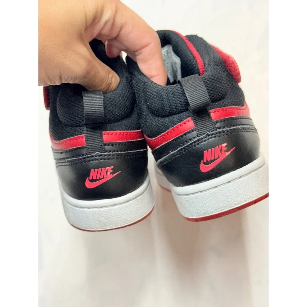 NIKE $78 Boys 2.5 University Red Black Court Borough Mid High Top Sneakers Box4