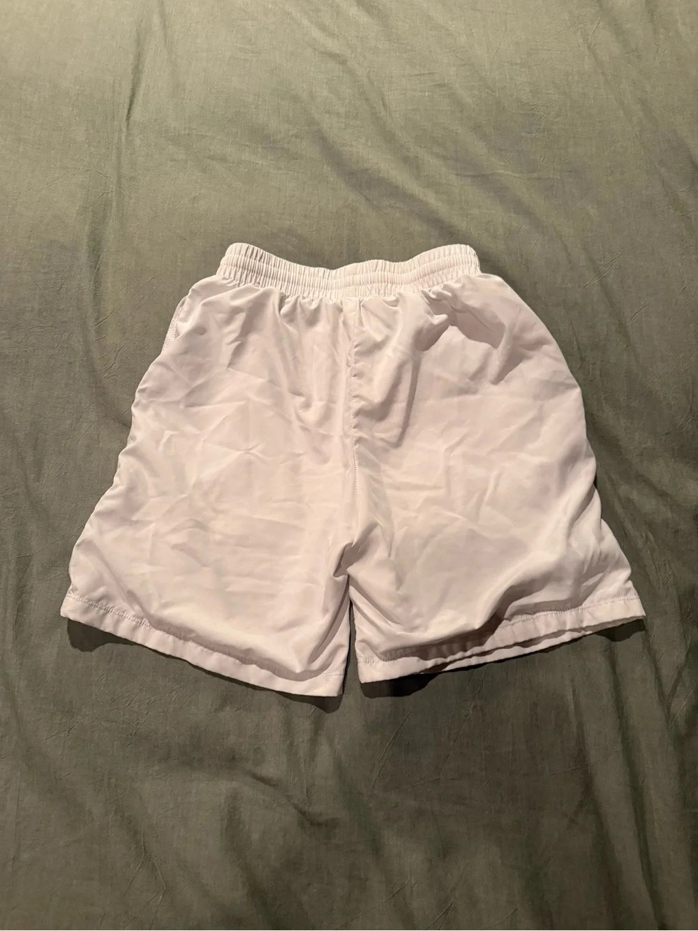 Nike boys White Athletic Training Shorts with Black Swoosh