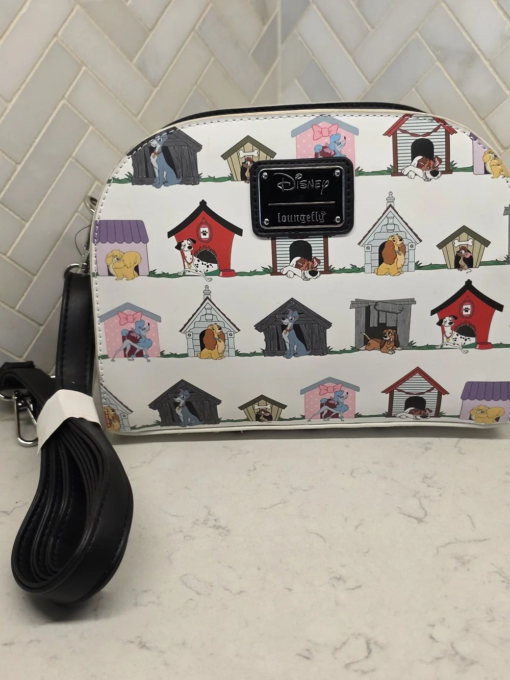 NWT Loungefly White Disney Lady and the Tramp Dog House Crossbody Bag