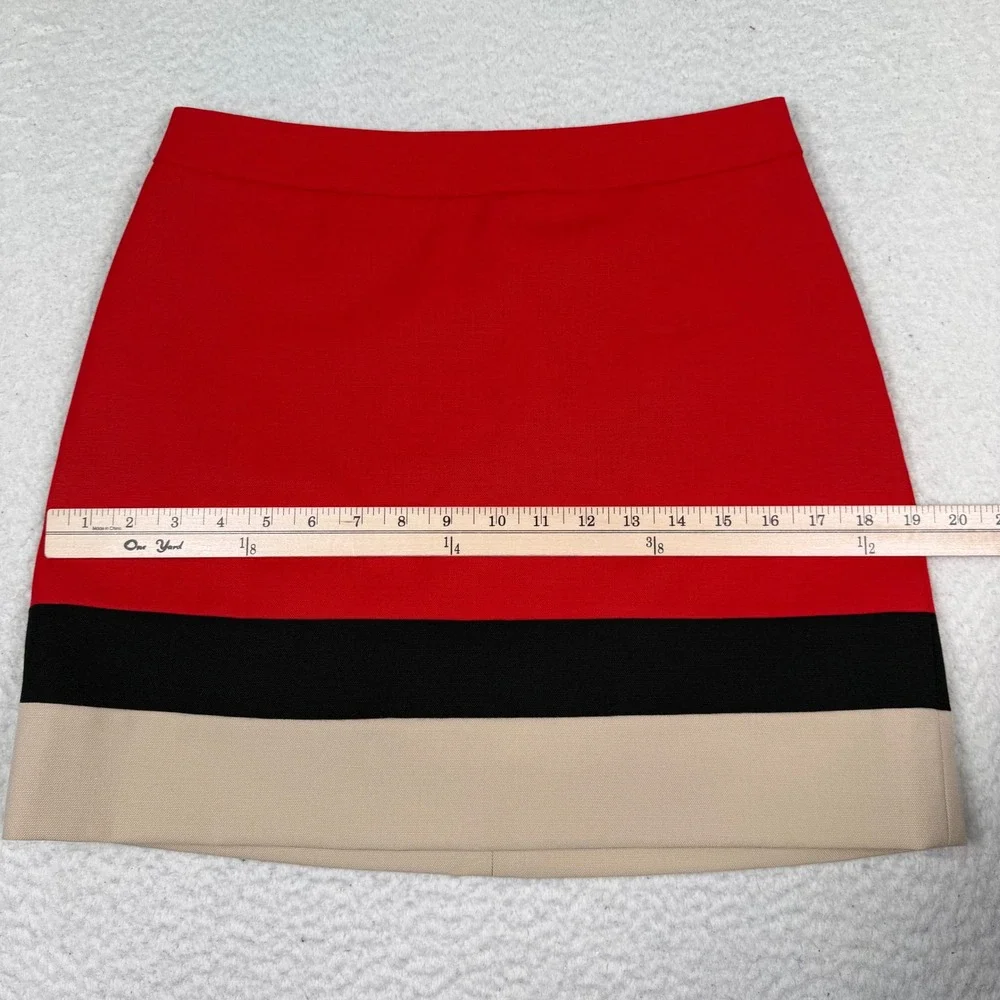 Kate Spade Colorblock‎ Mini Skirt Size 6 Red Black Tan Wool A-Line Preppy Mod