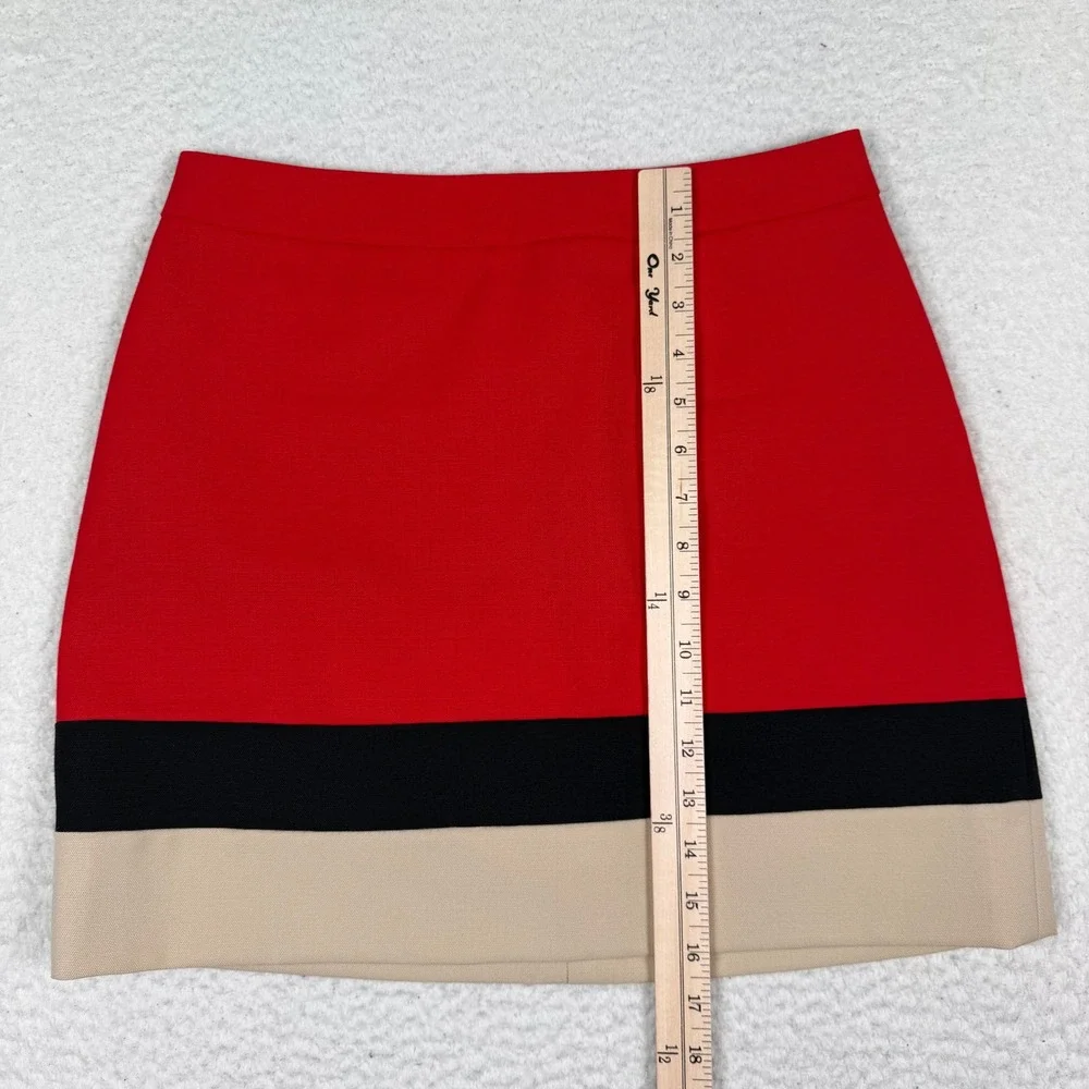 Kate Spade Colorblock‎ Mini Skirt Size 6 Red Black Tan Wool A-Line Preppy Mod