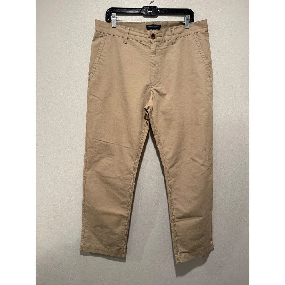 Banana Republic Mens 35x30 Straight Fit Chino Pants Khaki Tan Cotton RN 54023
