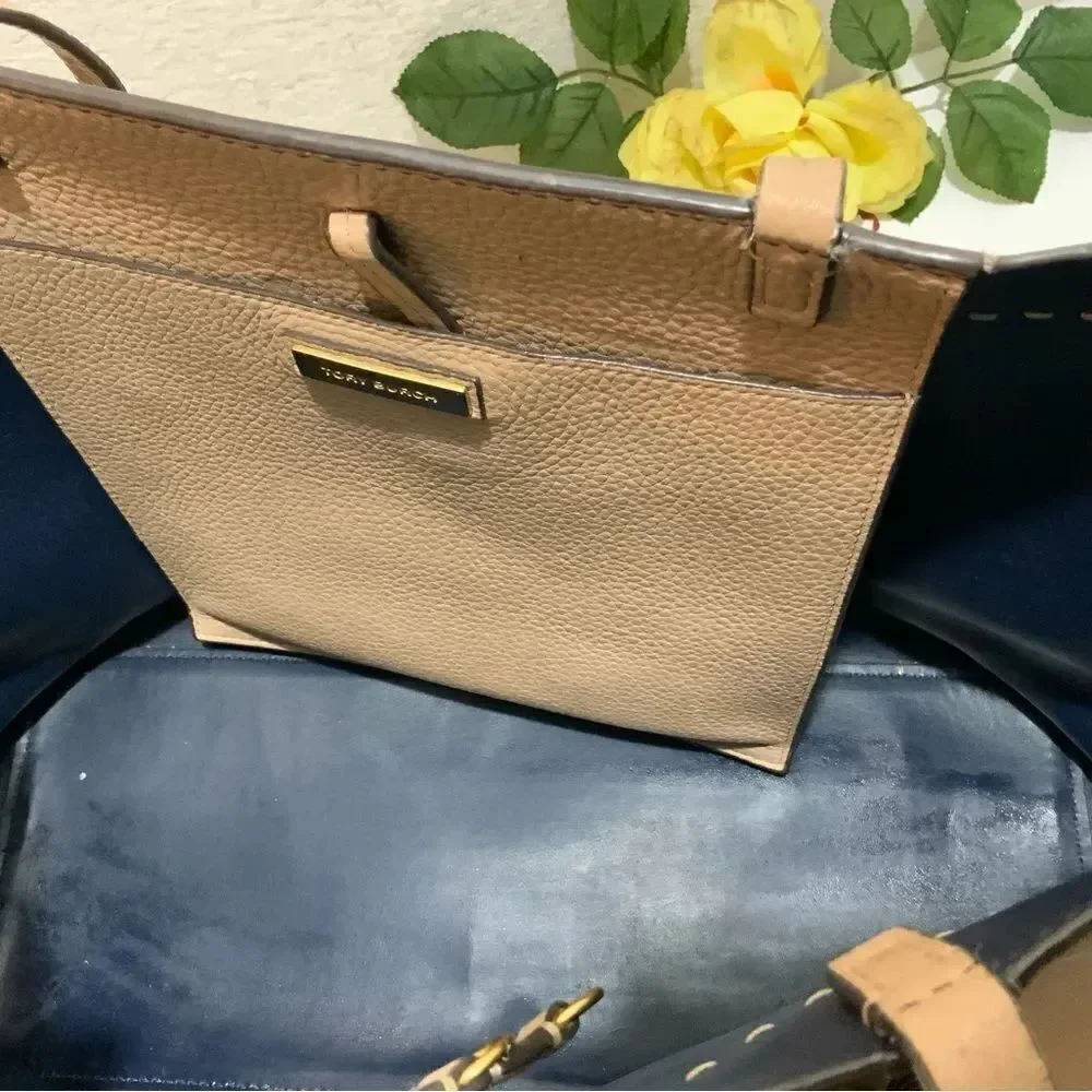 Tory Burch Mcgraw pebbled leather tote bag/purse in pale rose