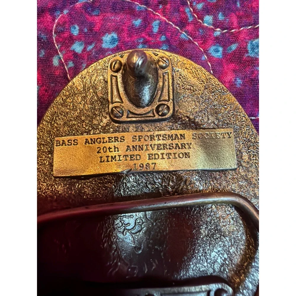 Vintage BASS Anglers Sportsman Society 20th Anniversary Belt Buckle 1987 Limited