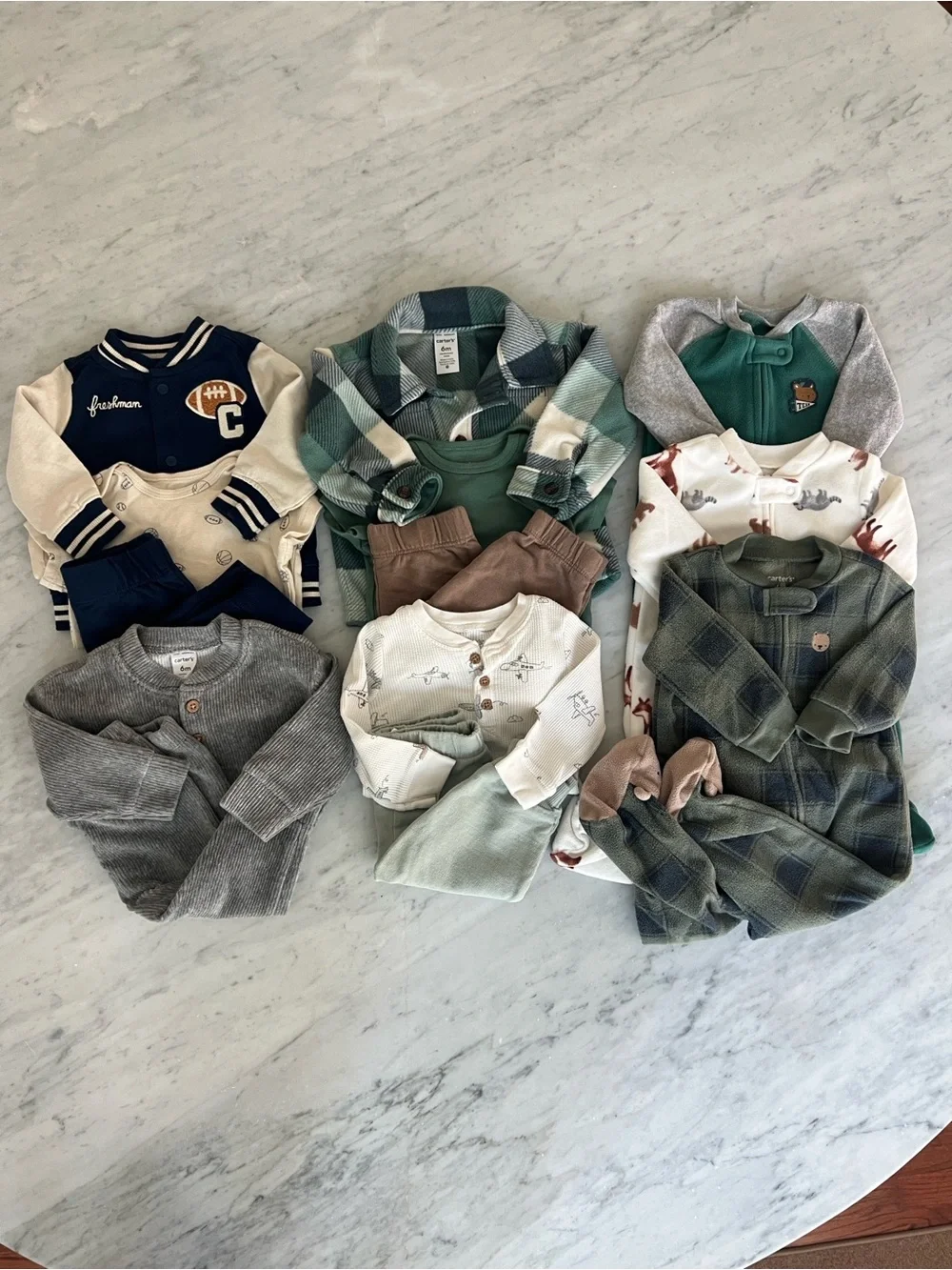 13 Piece Lot of Carter’s Baby Boy Clothing Sets & Pajamas