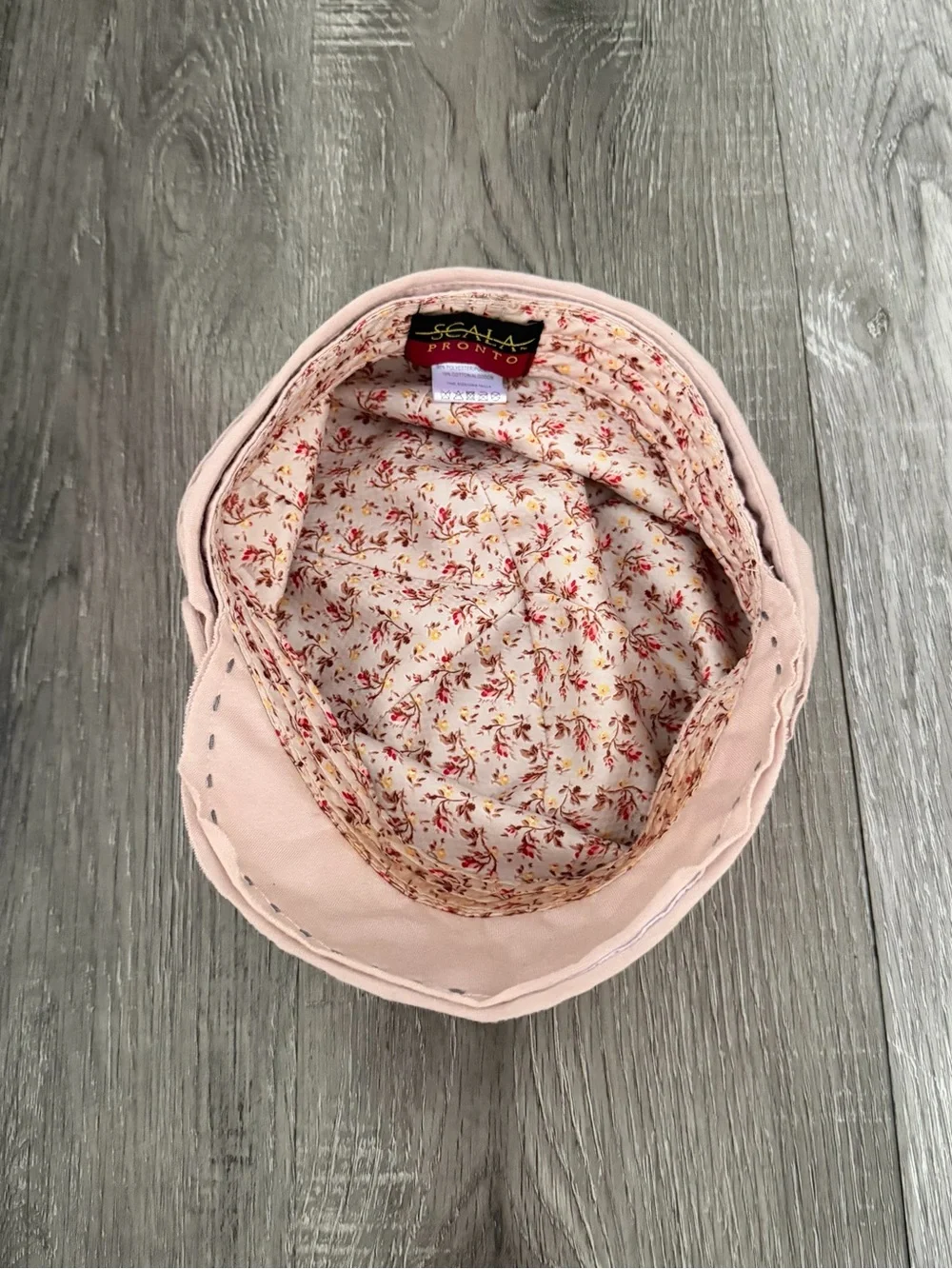Scala Light Pink Newsboy Hat with Decorative Button O/S