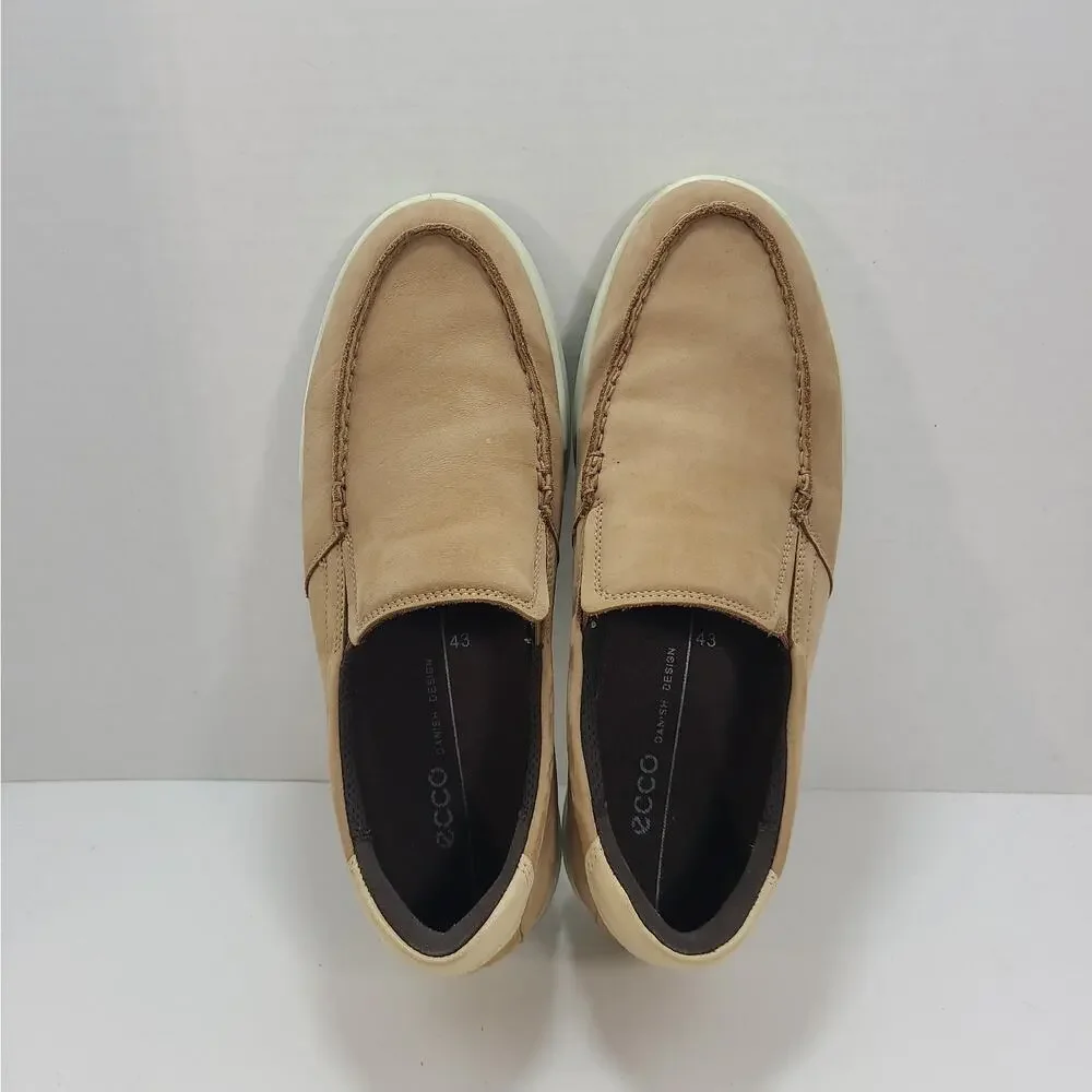 ECCO Cathum Mens 43 EU 10 US Moc Toe Slip On Leather Sneakers Casual Shoes Tan