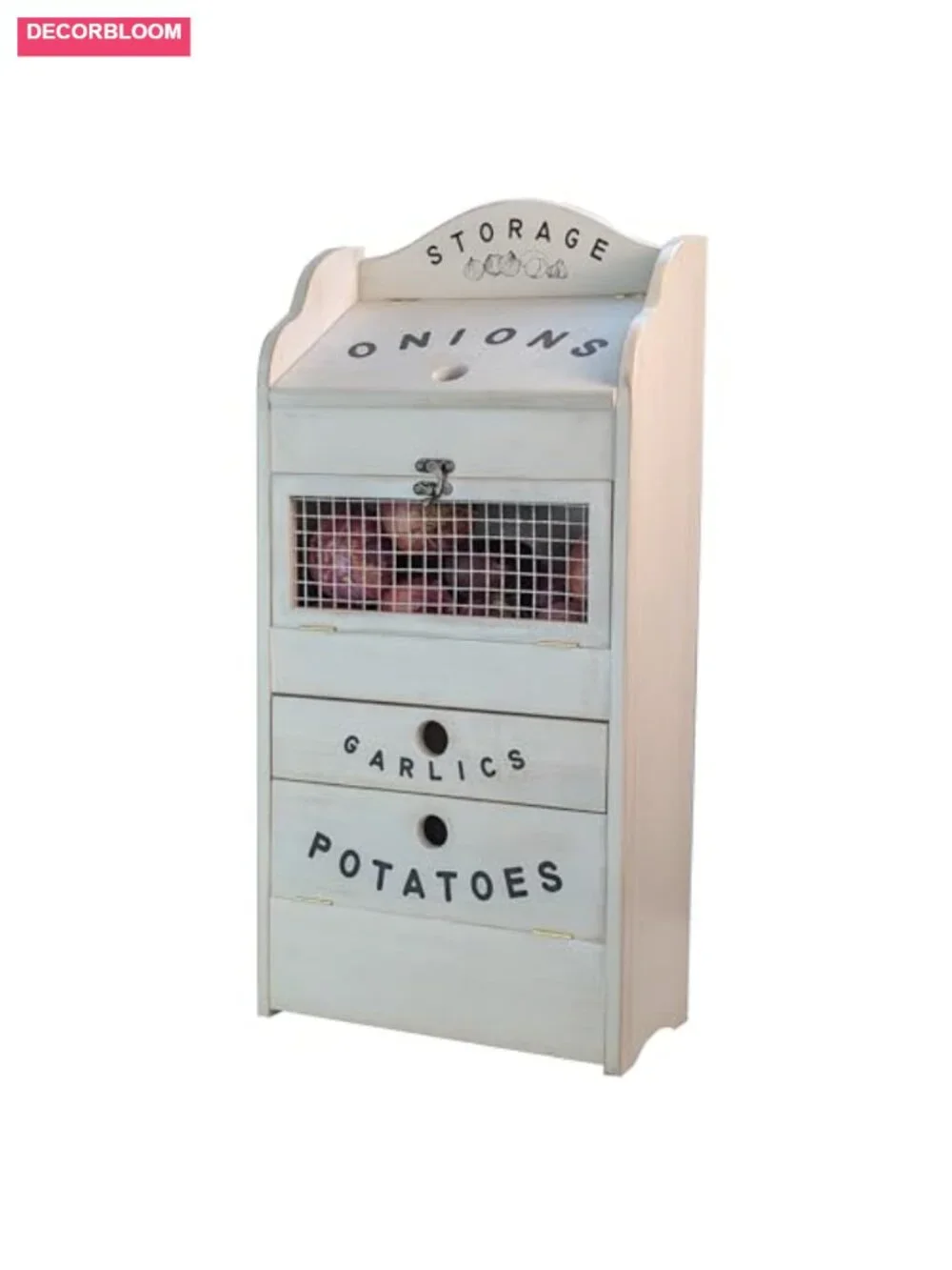 Pine Wood Veggie Bin Potato Onion Garlic Keeper Kitchen Storage Organizer