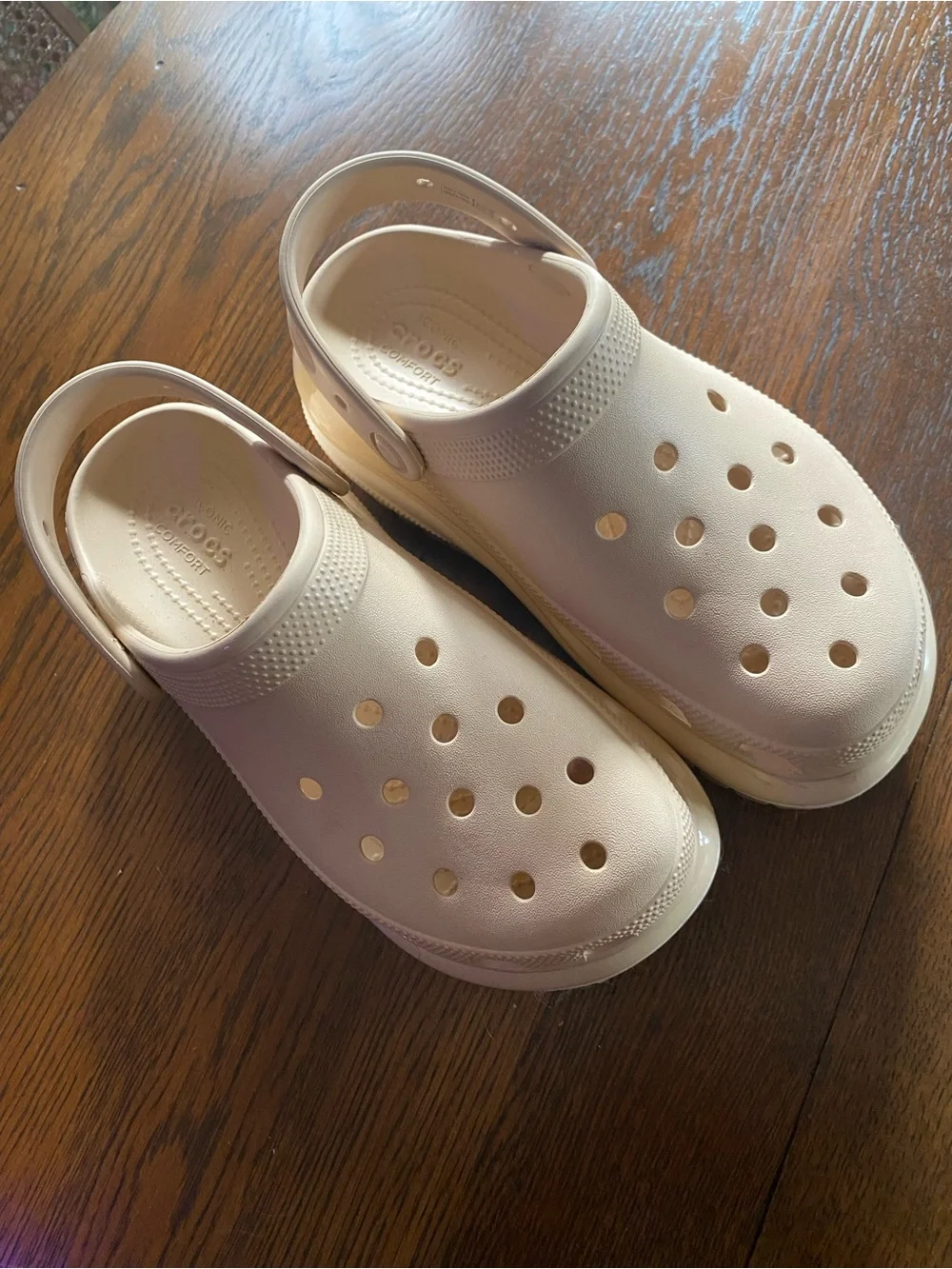 CROCS Platform Clogs in Light Cream
