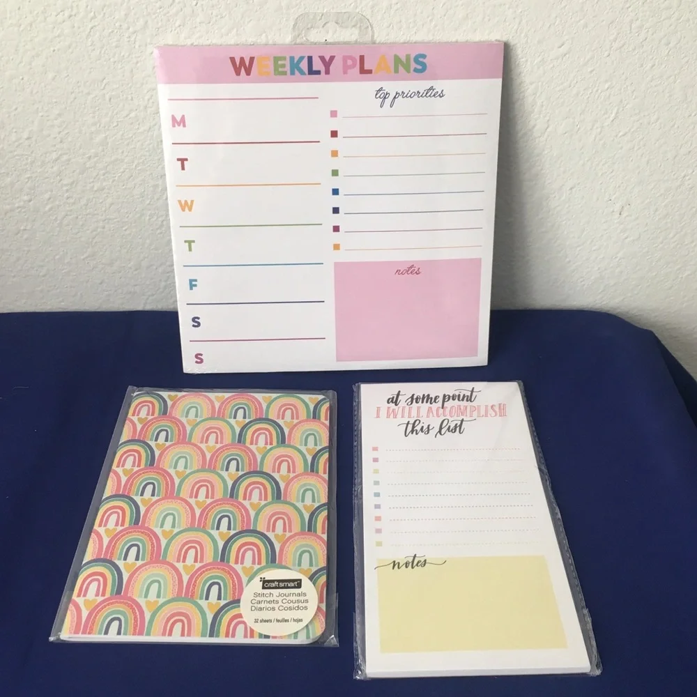 Rainbow Weekly Planner List Pad and Notebook Set