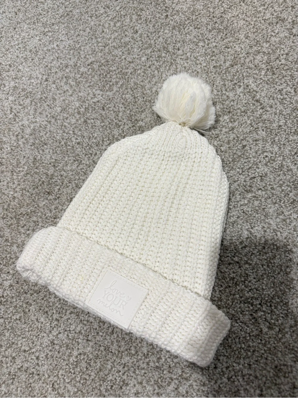 Love Your Melon Cream/White Pom-Pom Knit Beanie