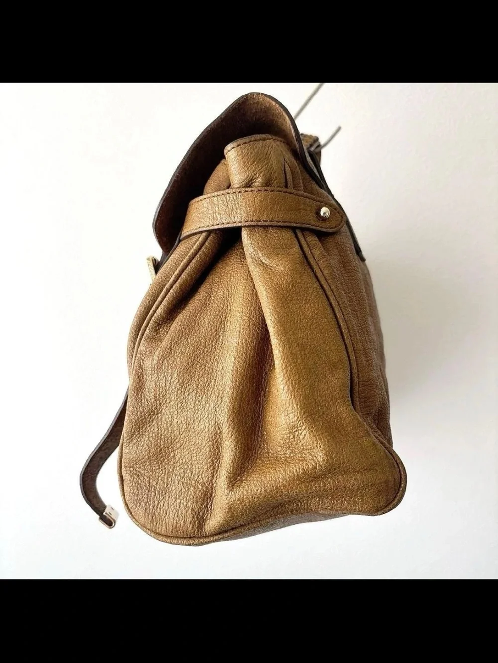 Mulberry Tan Leather Satchel with Gold Hardware
