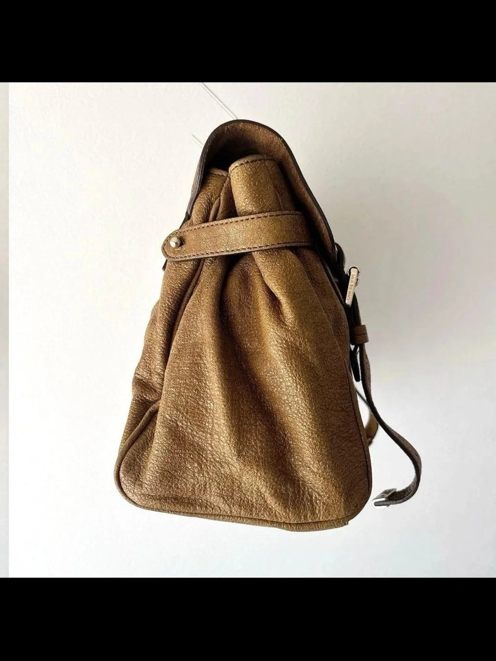 Mulberry Tan Leather Satchel with Gold Hardware