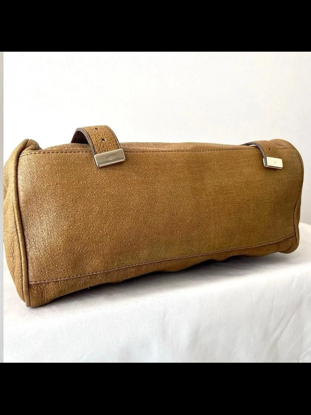 Mulberry Tan Leather Satchel with Gold Hardware