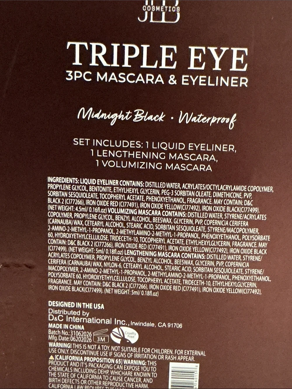 JLB Cosmetics black lines lifted