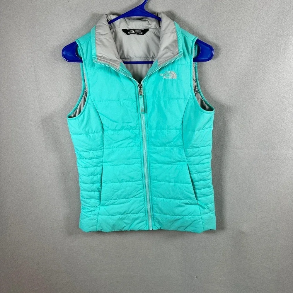 The North Face Vest Girls L 14/16 Teal Quilted Puffer Winter Outdoor Hiking‎