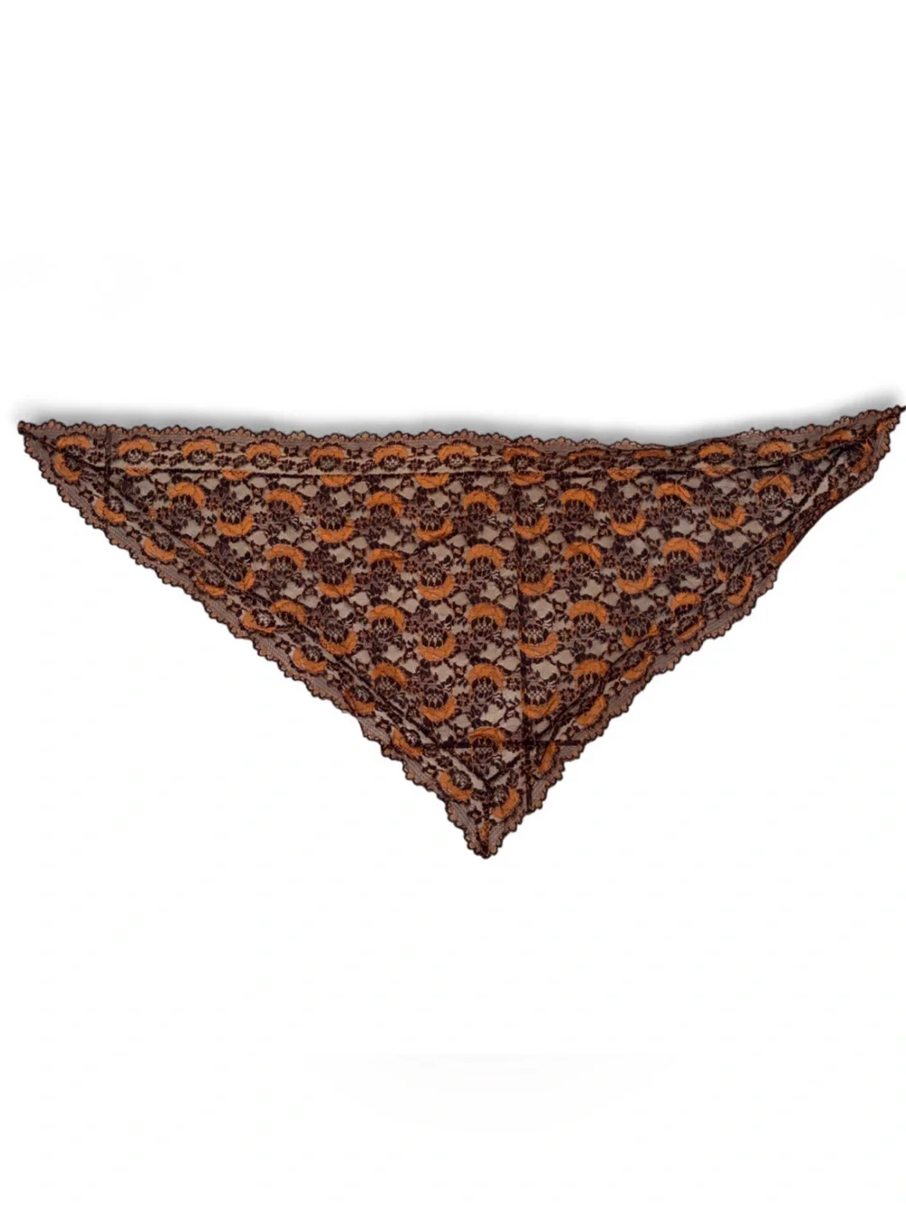 Vintage Lace Triangle Scarf Shawl Headscarf Shoulder Wrap Black Orange Gothic