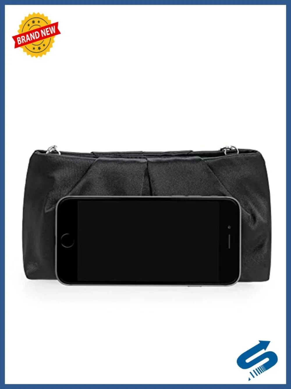 Elegant Satin Pleated Evening Clutch Bag Removable Chain Strap Party