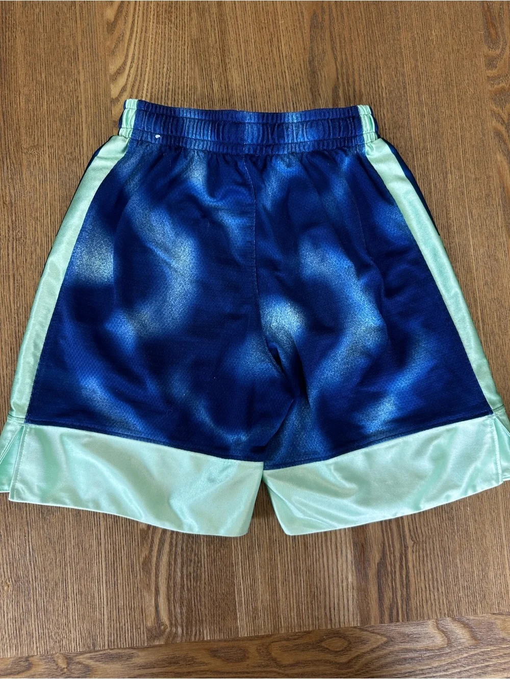 Nike Kids Blue and Light Green Athletic Basketball Shorts