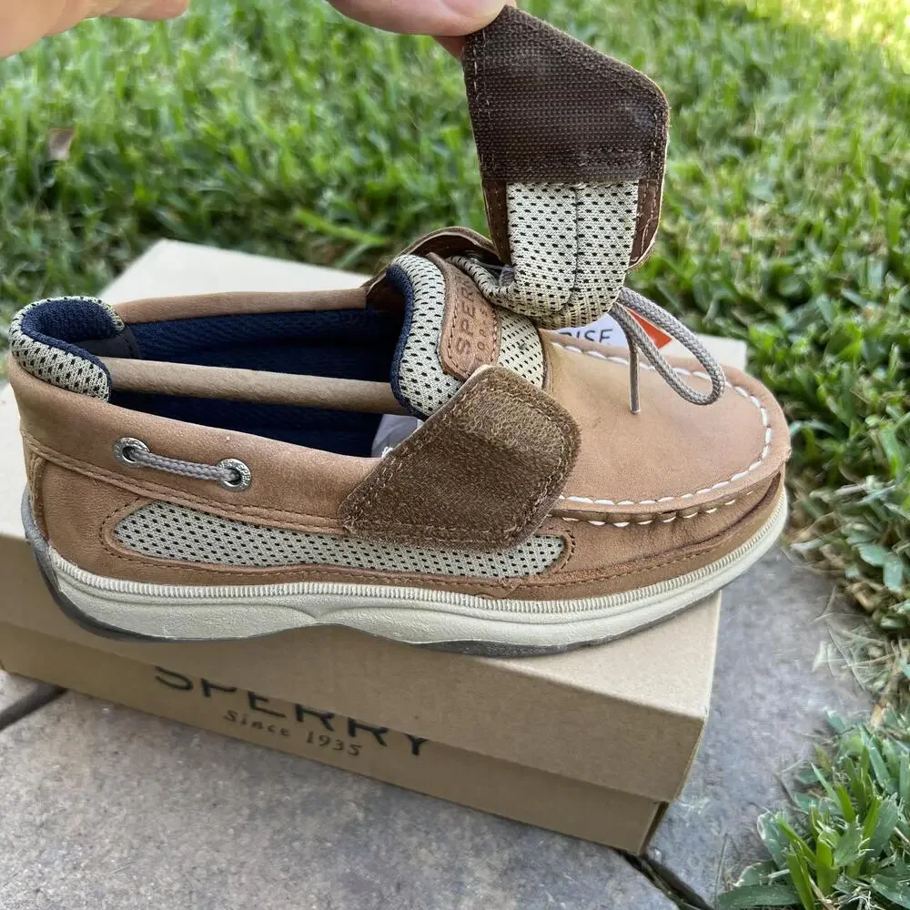 Sperry Top-Sider Shoes Boys Size 11 Brown Lanyard AC Boat Surprise No Tie