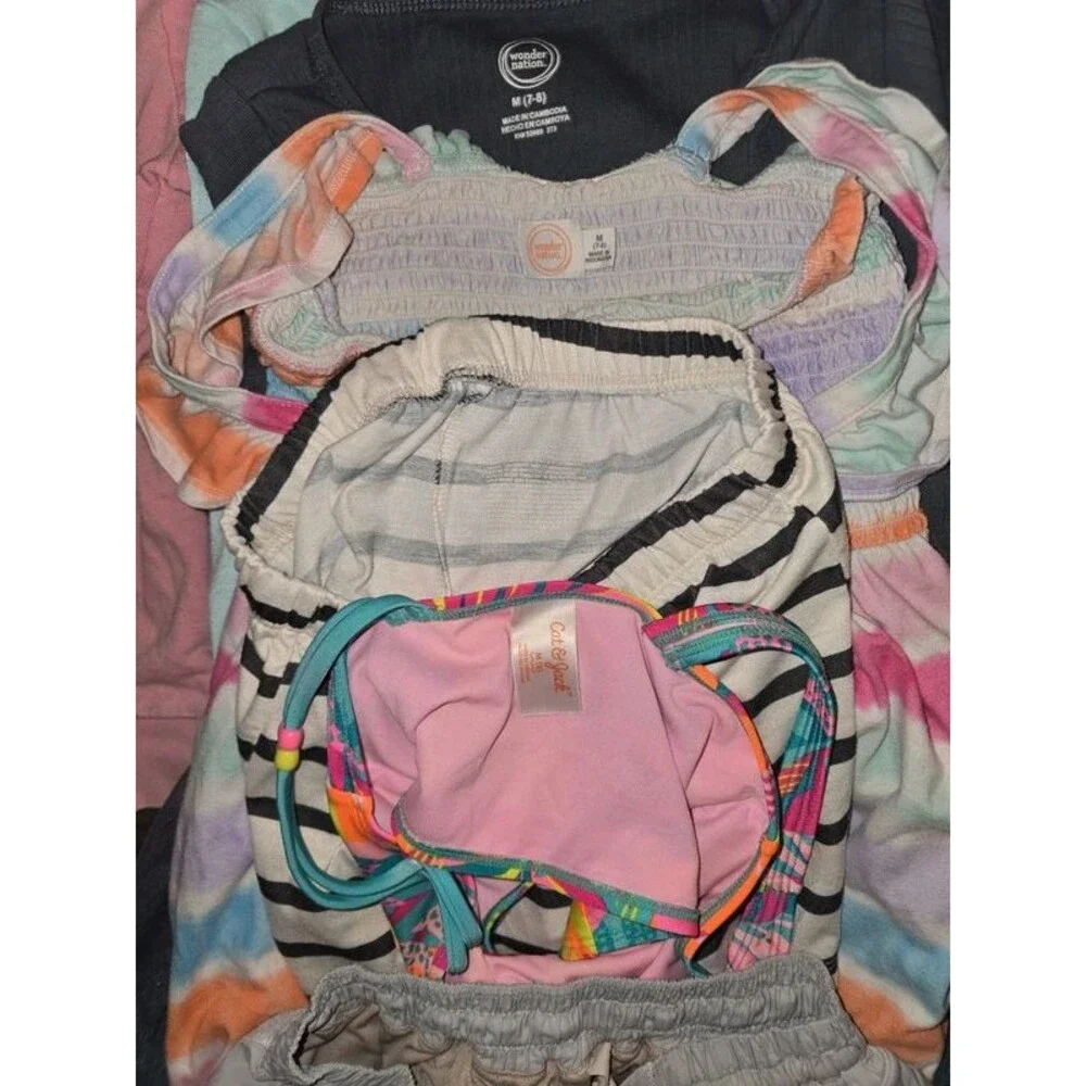 Girls Clothing Lot 8 Pc Size 7/8 Wonder Nation Puffer Jacket Dress Skirts Tops