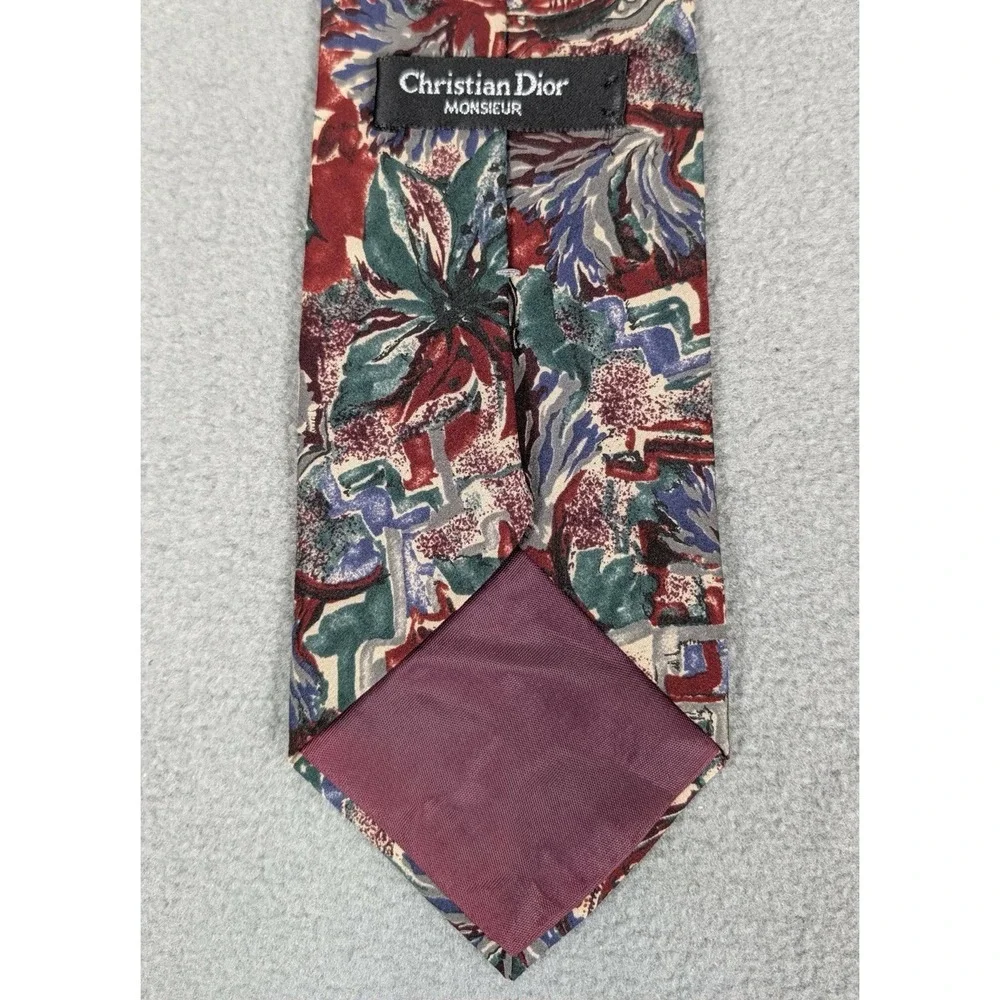 Vintage Christian Dior Tie Mens Monsieur Floral Necktie USA Made Colorful