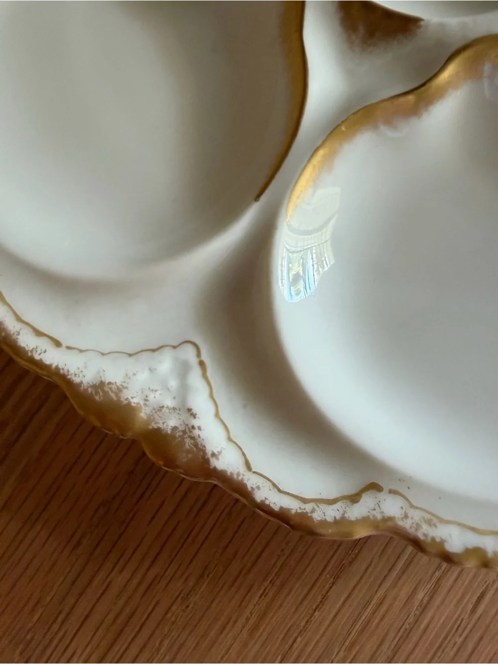 Antique Porcelain Theodore Haviland Ranson White with Gold Trim Oyster Plate