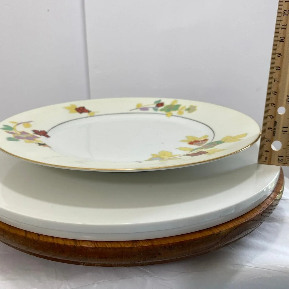 Pirken Hammer Czechoslovakia Dinner Plate Set 5 Floral Gold Porcelain 10882