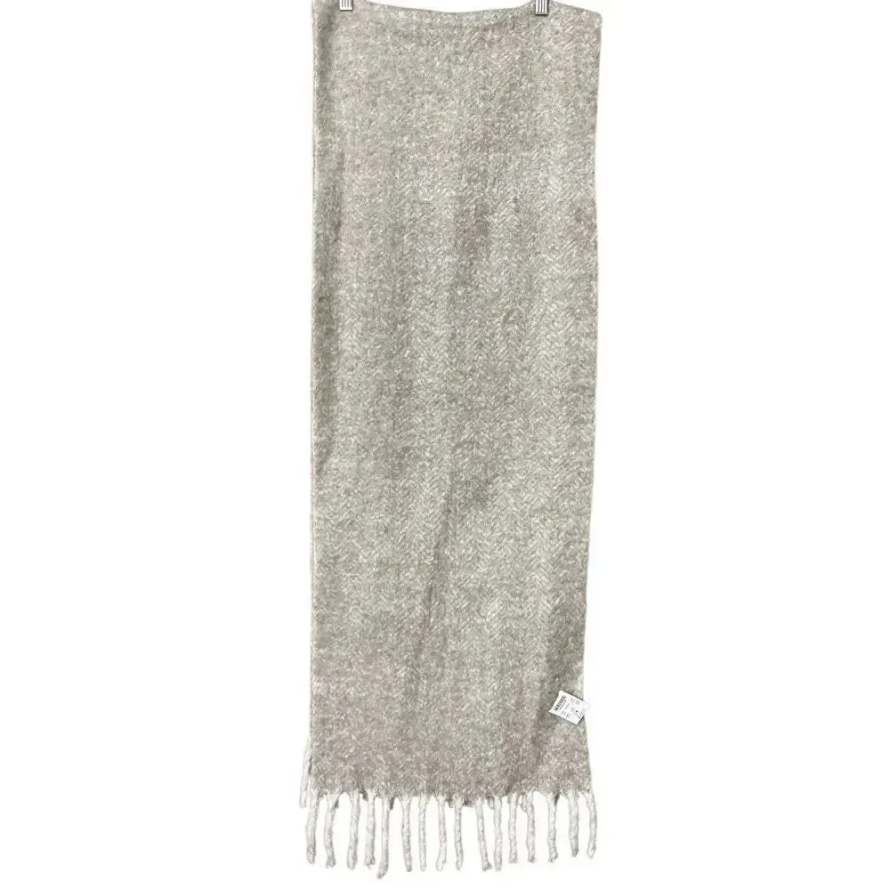 J. Crew Soft herringbone scarf Nantucket Fog wool blend new