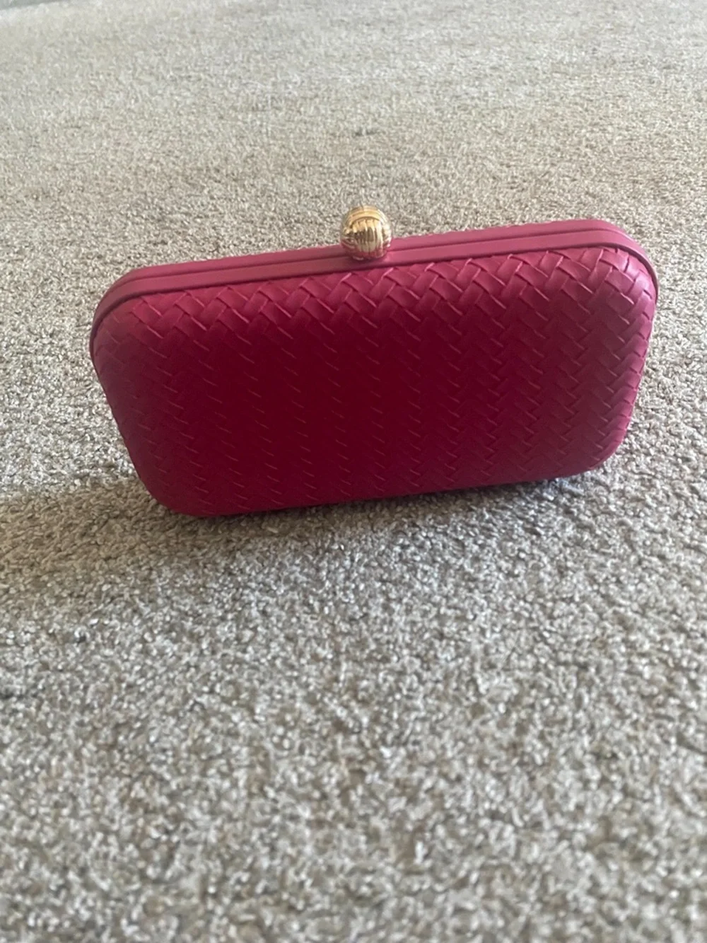 a new day Magenta Woven Clutch with Gold Chain