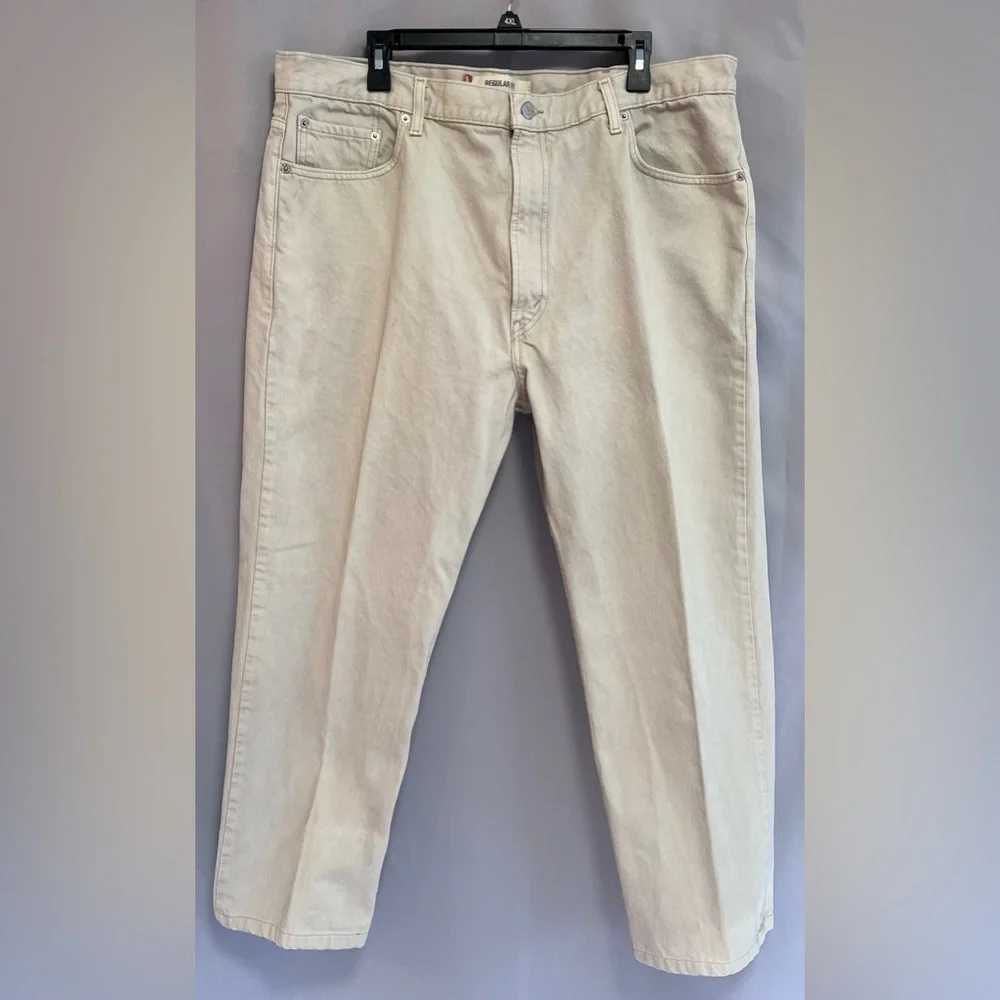 LEVIS 505 Regular Fit Jeans Mens 42 Beige‎ Straight Regular Denim W42 L32