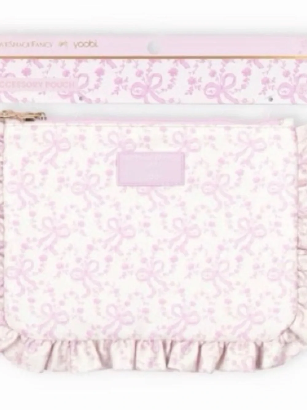 LoveShackFancy x yoobi cosmetic bag