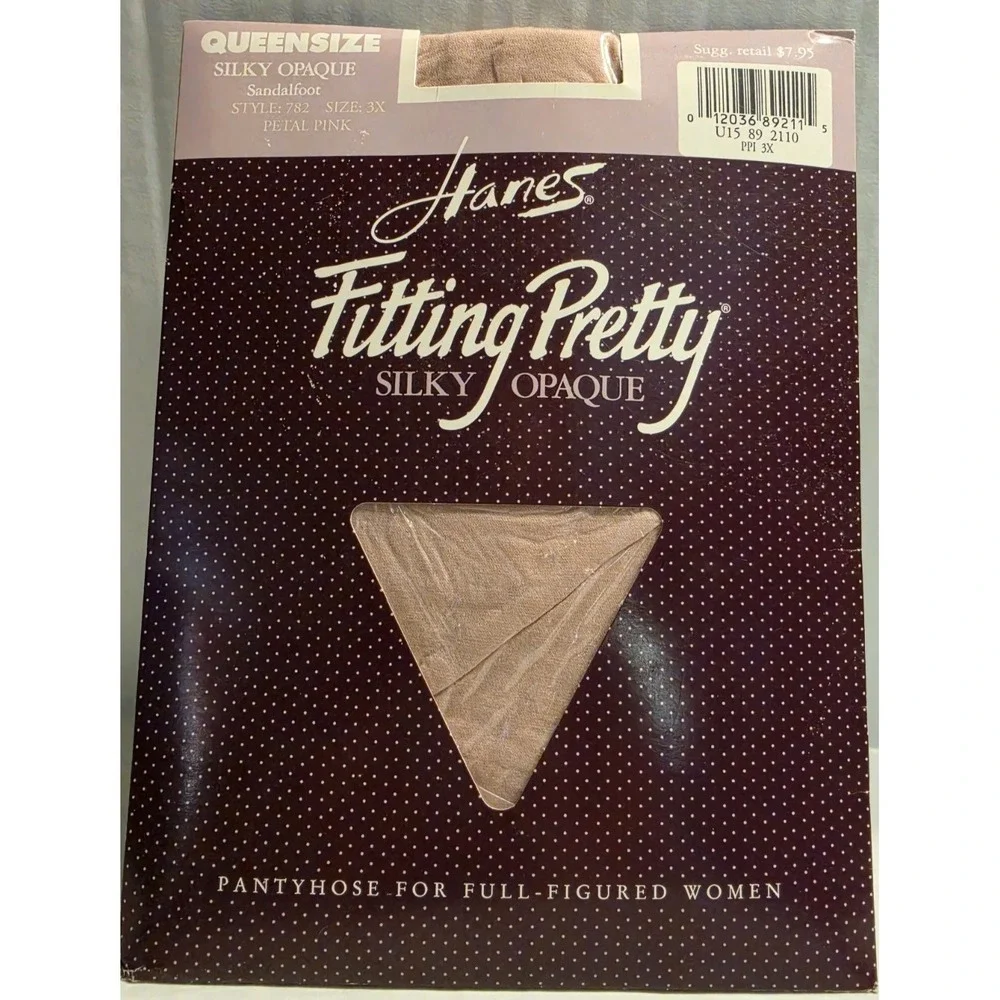 Hanes Queensize Fitting Pretty Silky Opaque Pantyhose Petal Pink Size 3X