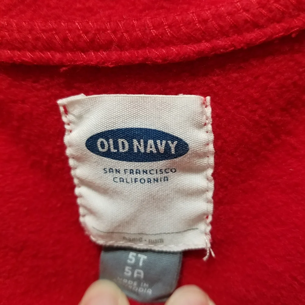 Old Navy Girls Red Pea Coat 5T Toddler Hooded Double Breasted Jacket