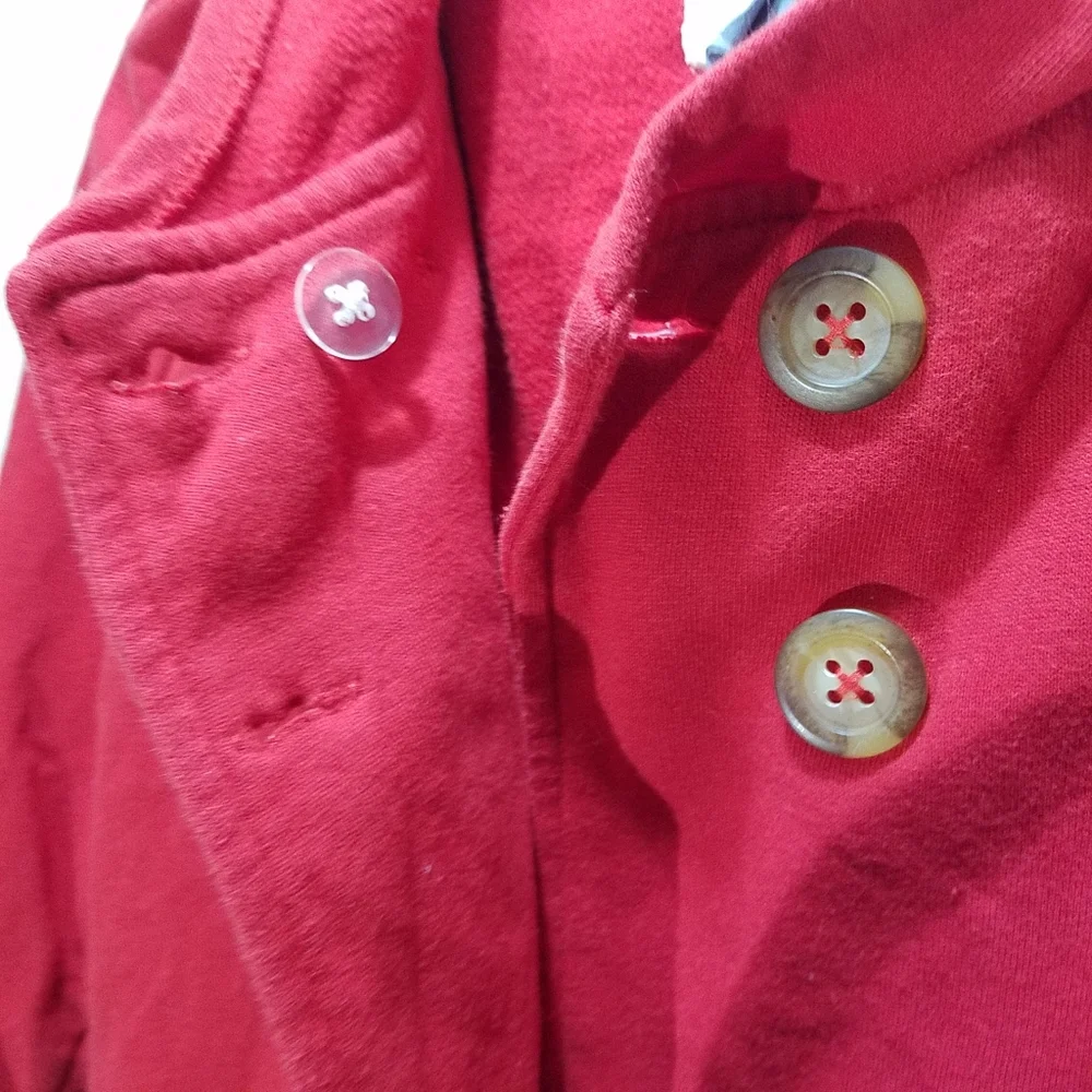 Old Navy Girls Red Pea Coat 5T Toddler Hooded Double Breasted Jacket