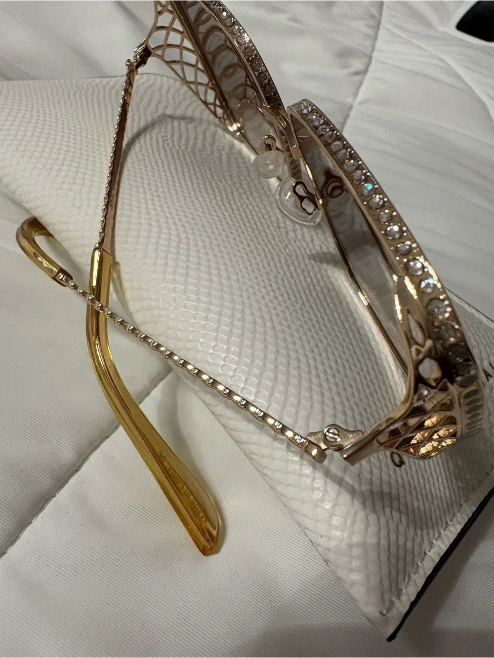 Quay Australia Gold Frame Brown Lens Sunglasses with Rhinestone Trim