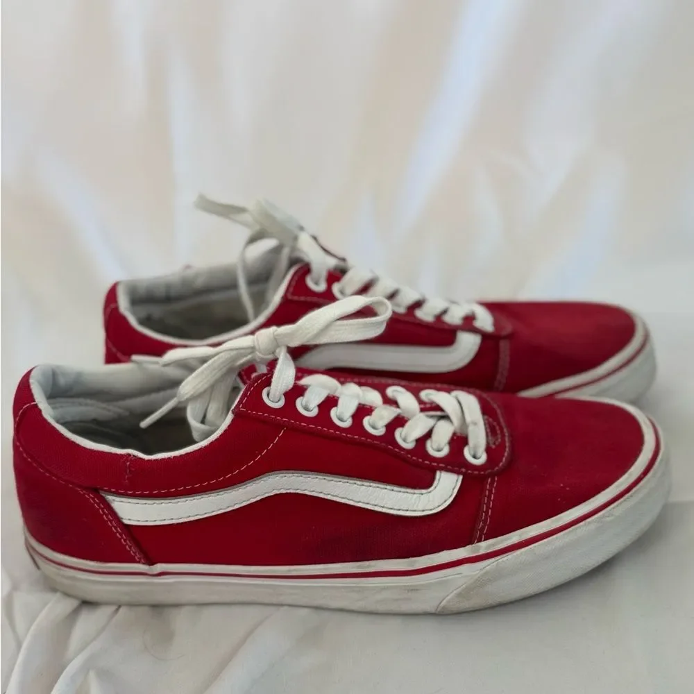 Vans Red White Men’s Size 9 Skate‎ Shoes Old Skool Canvas Low