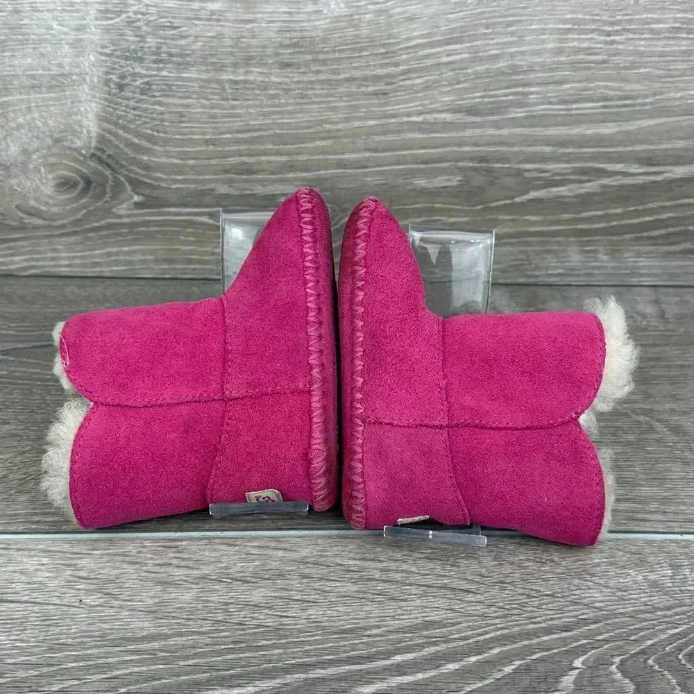 Ugg Caden Toddler Girl Sz 5 Princess Pink Suede Shearling Lined Moccasin Booties