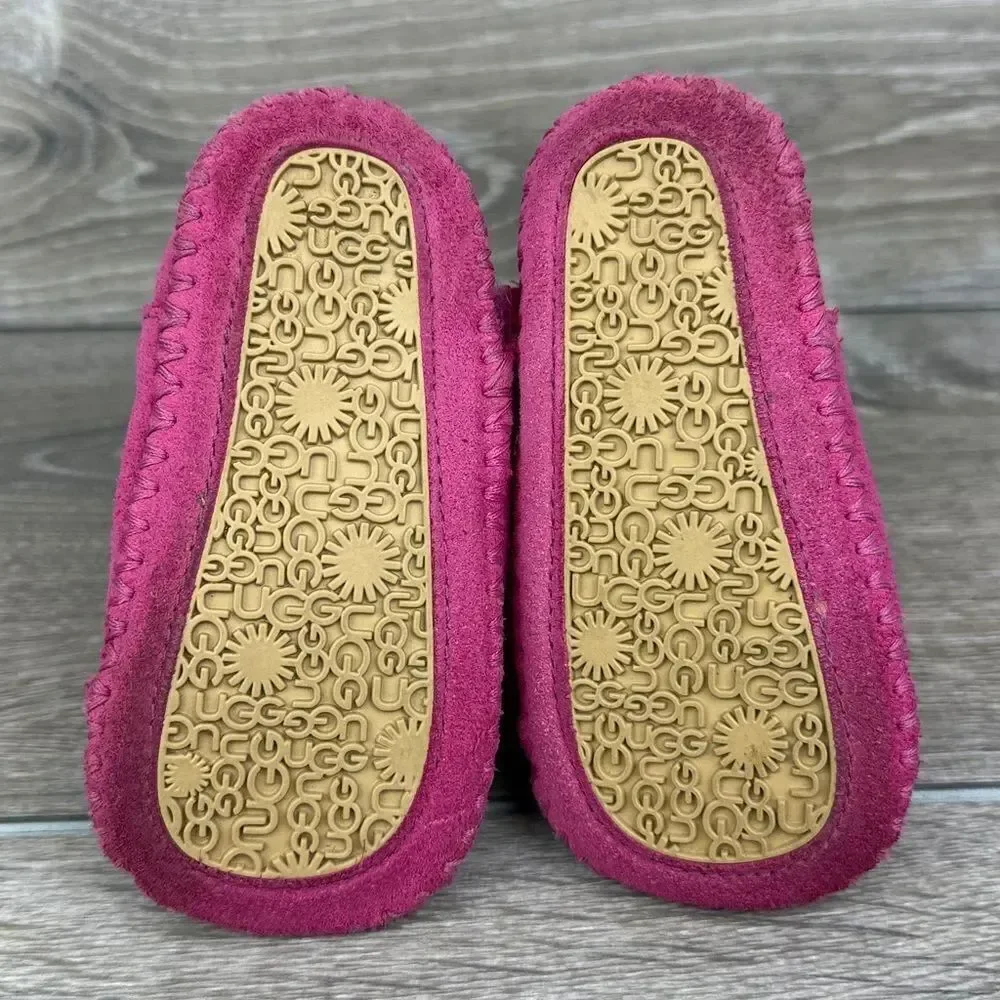 Ugg Caden Toddler Girl Sz 5 Princess Pink Suede Shearling Lined Moccasin Booties