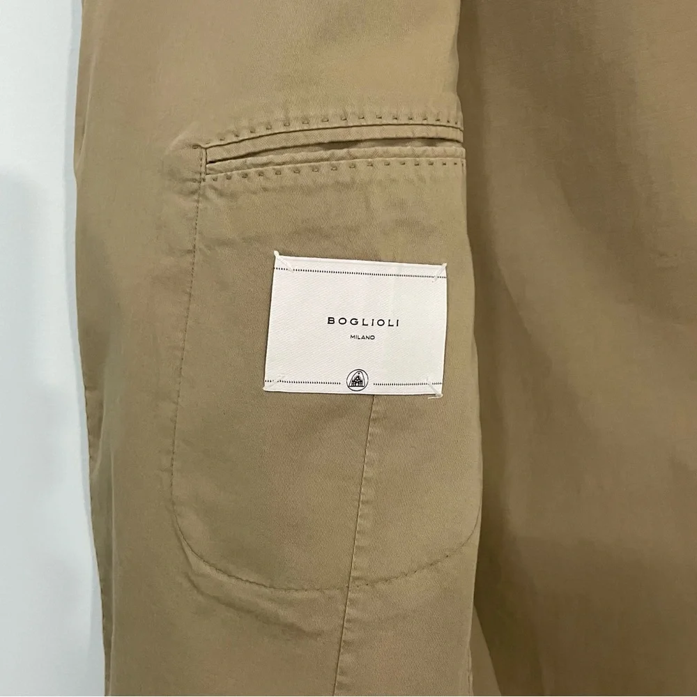 Boglioli Beige Stretch Cotton Blazer Made in Italy Size EU52