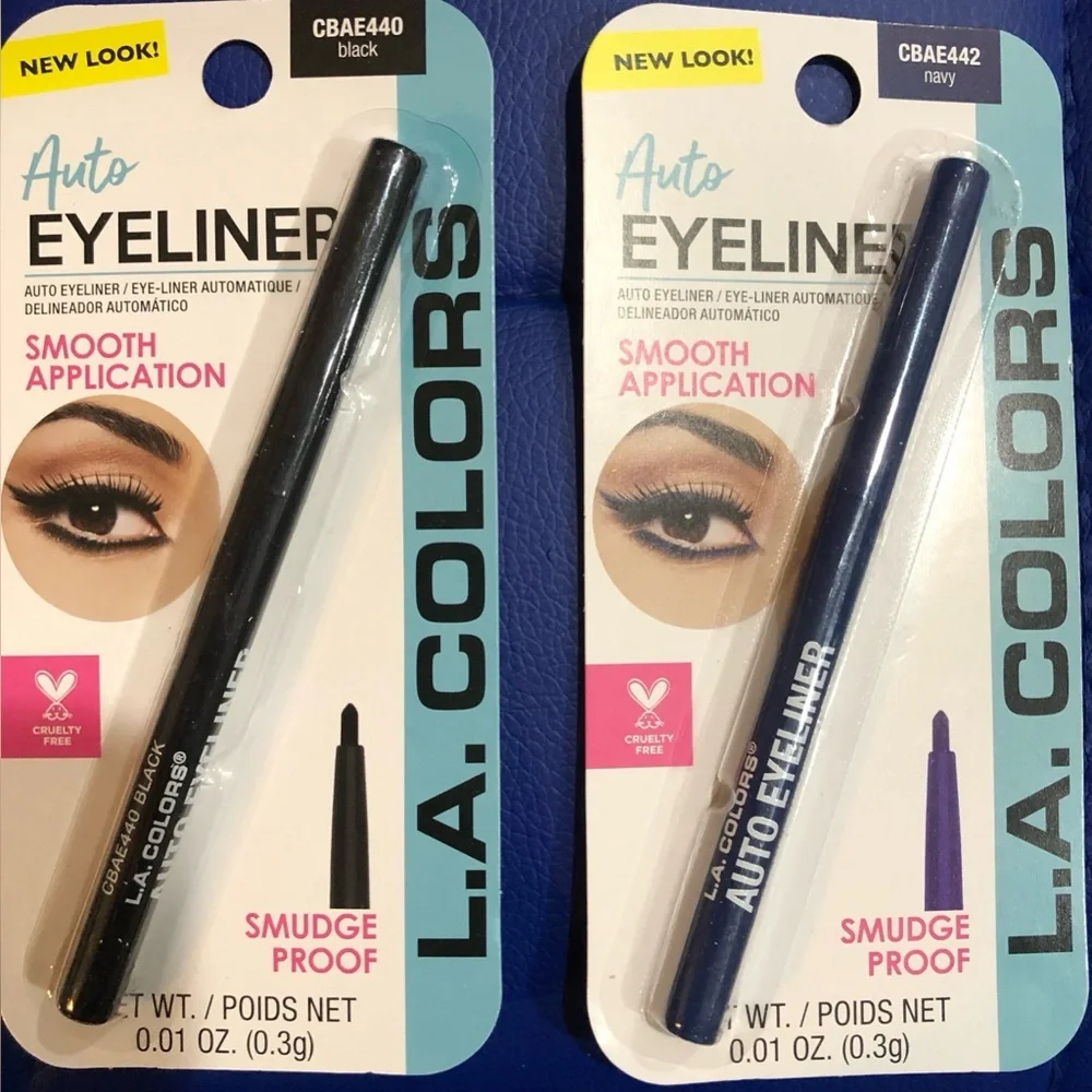 3pack smudge proof smooth application black & navy auto eyeliner‎ bundle