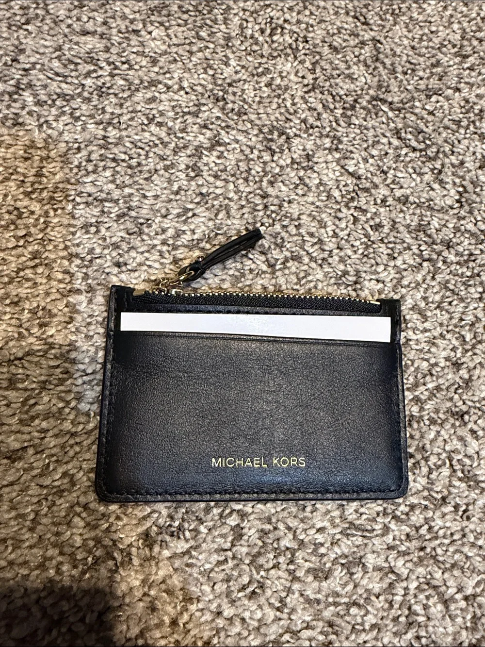 Michael Kors Black Leather Wristlet with Gold Studs and Chain