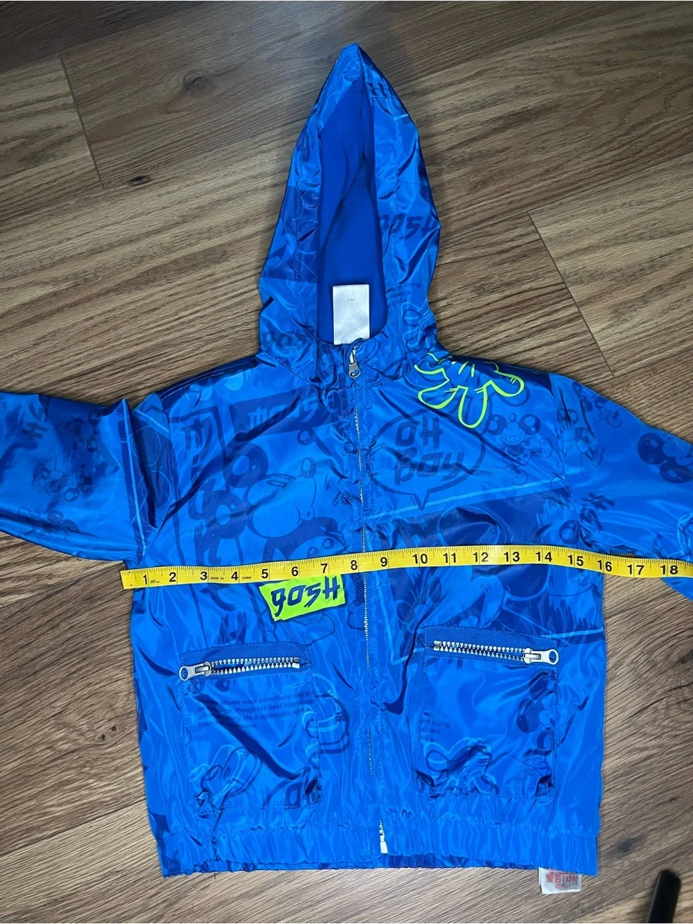 Disney Mickey Mouse GOSH Blue Hooded Rain Jacket Windbreaker Zip 4T 4