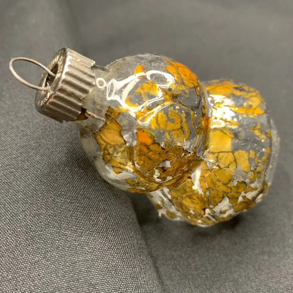 Vintage Shiny Brite Glass Christmas Ornament Gold Silver Made in USA MCM