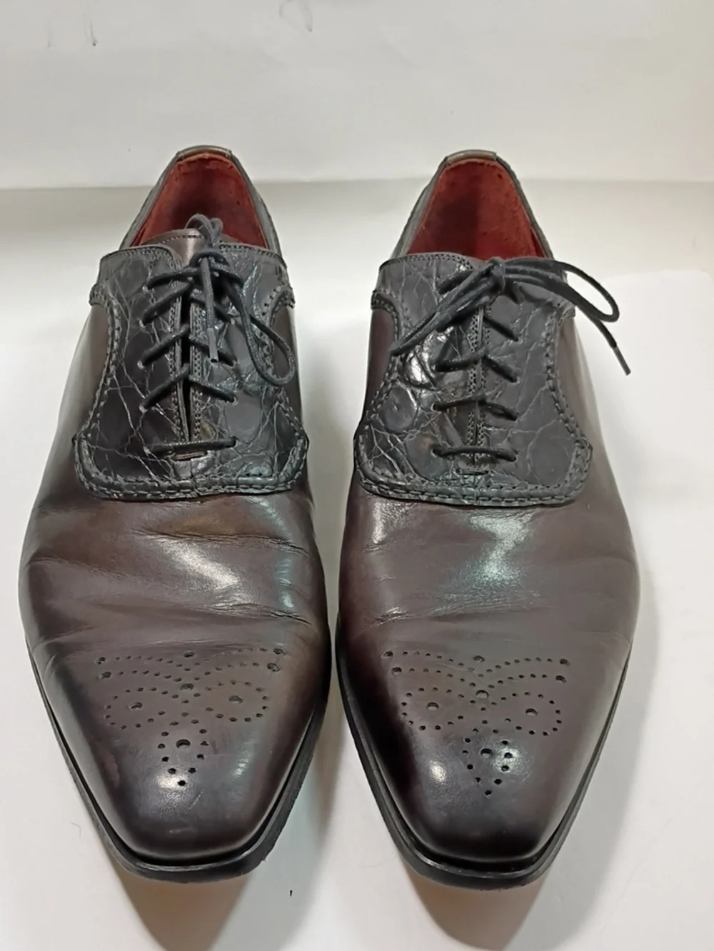 Magnanni Neiman Marcus Dark Brown Leather Lace-Up Oxfords Size 11 M