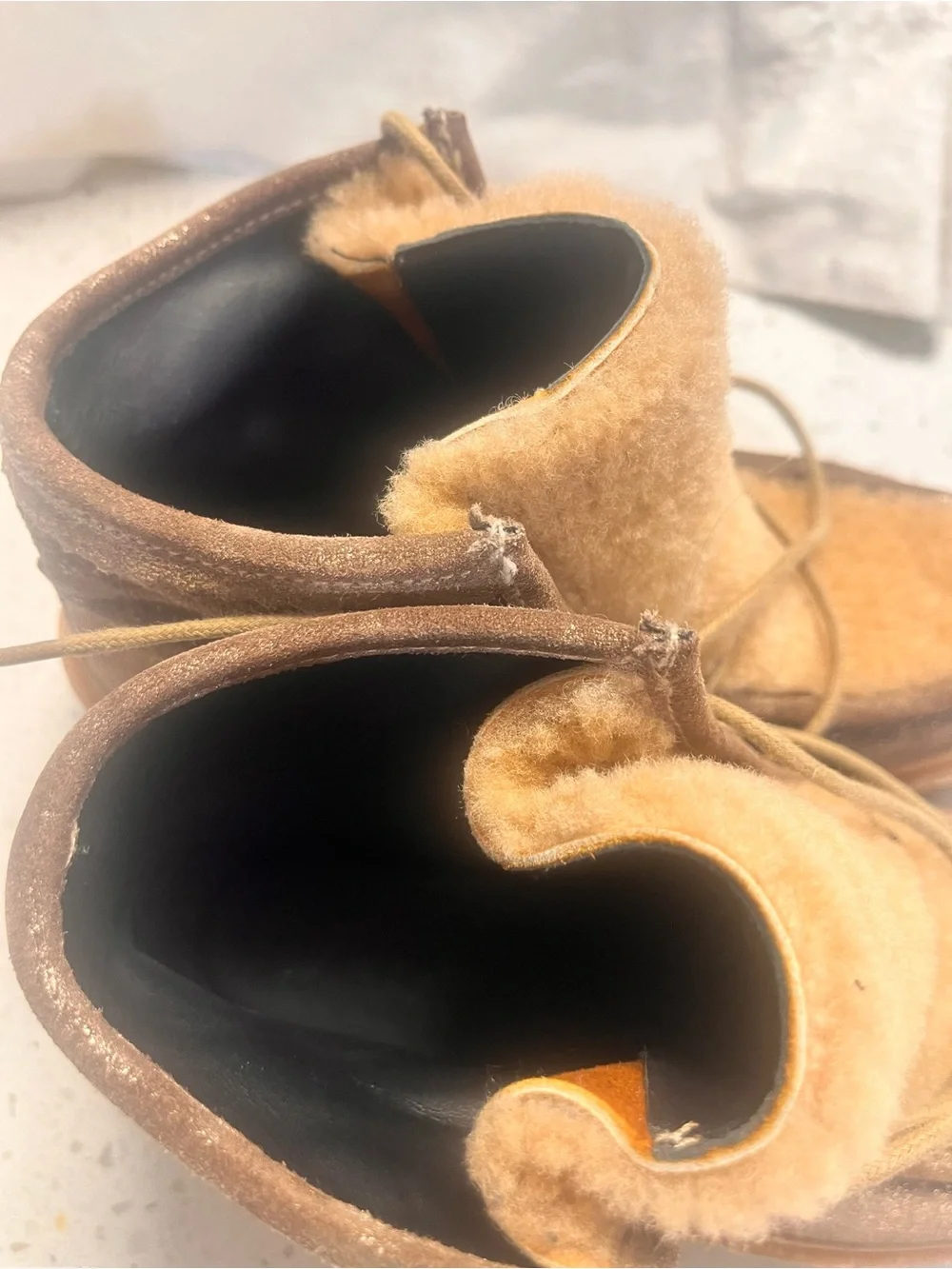 Free People Kids Tan and Brown Fuzzy Ankle Boots