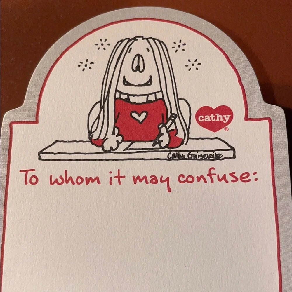 Cathy Cartoon Notepad - To whom it may confuse: VINTAGE 1985